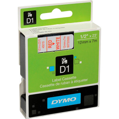 DYMO® D1 Standard Labels 1/2" Red on White