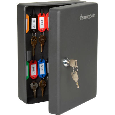 SentrySafe 25 Key Capacity, Key Box, Key Lock, 7-7/16"W x 3-7/16"D x 9-13/16"H, Black
