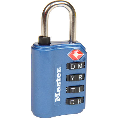 Master Lock® No. 4691DWD TSA-Accept Set-Your Own Combination Zinc Padlock - Assorted Colors - Pkg Qty 4
