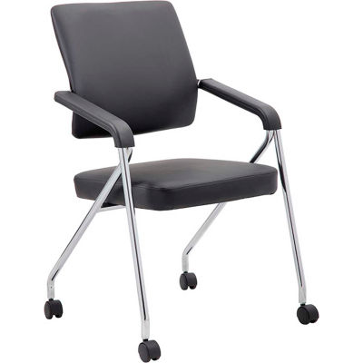 Boss Training Chair with Arms -Vinyl - Black - Set of 2