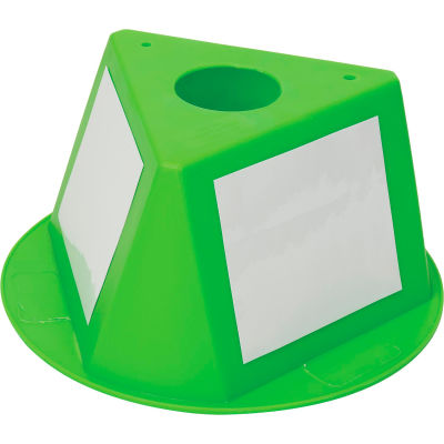 Inventory Control Cone, 3 Sided with Dry Erase Decals - Lime