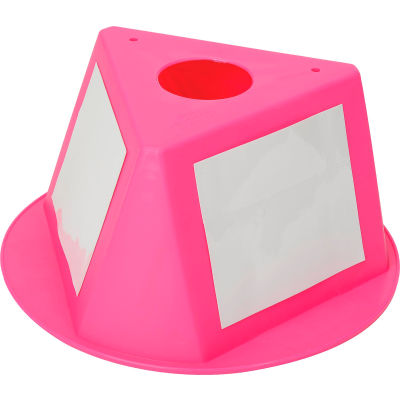 Inventory Control Cone, 3 Sided with Dry Erase Decals - Hot Pink