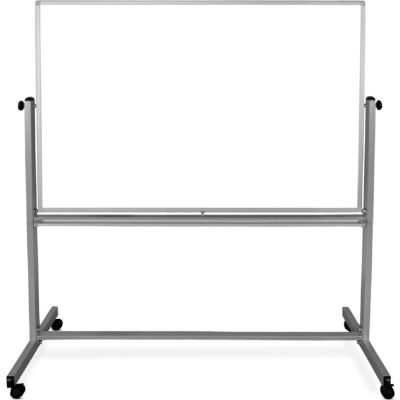 Global Industrial Mobile Reversible Whiteboard With Silver Frame, 96" x 48"