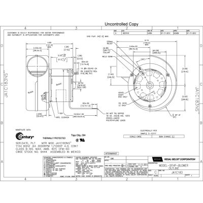 A.O. Smith 3.3" Shaded Pole Draft Inducer Blower, 9444, 3000 RPM 115 Volts