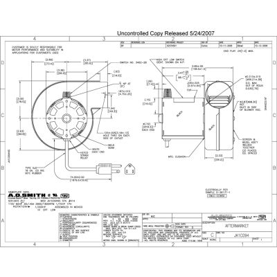 A.O. Smith 3.3" Shaded Pole Draft Inducer Blower, 414, 2800 RPM 115 Volts