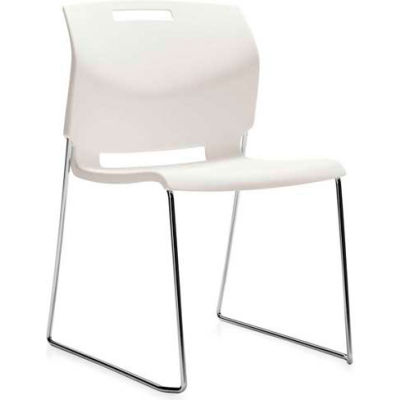 Global™ Armless Stacking Chair - Plastic - Ivory Clouds - Popcorn Series