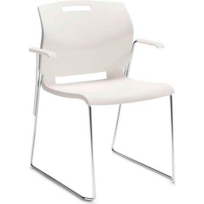 Global™ Stacking Chair with Arms - Plastic - Ivory Clouds - Popcorn Series