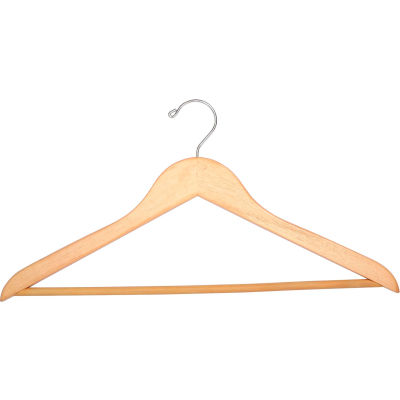 18" Flat Wood Hanger for Men's Suit, Standard Hook, 100/Case