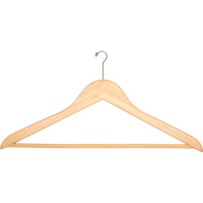 18" Flat Wood Hanger for Men's Suit, Mini-Hook, 100/Case