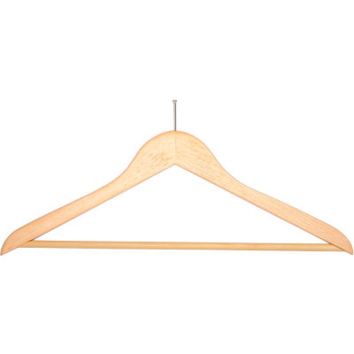 18" Flat Wood Hanger for Men's Suit, Balltop Hook, 100/Case