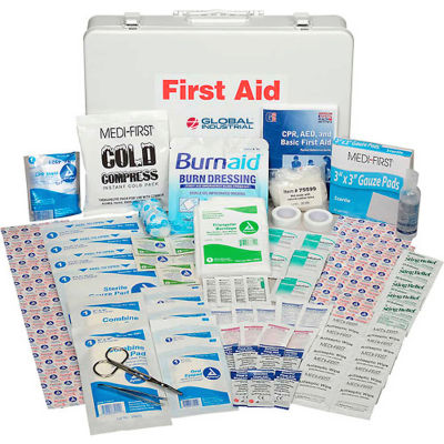 Global Industrial First Aid Kit - 50 Person, ANSI Compliant, Metal Gasketed Case