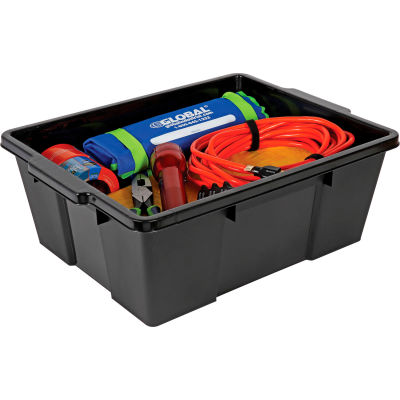 Quantum Heavy-Duty Latch Container - LC191507-BK - 21"L x 15-7/8"W x 7-3/4"H Black - Pkg Qty 6