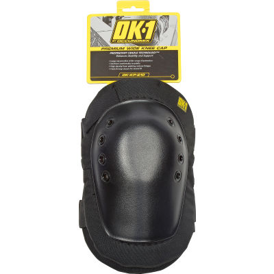 Occunomix OK-KP-210 Hard Cap Knee Pad Wide Cap, Hook & Loop Closure, Black, One Size
