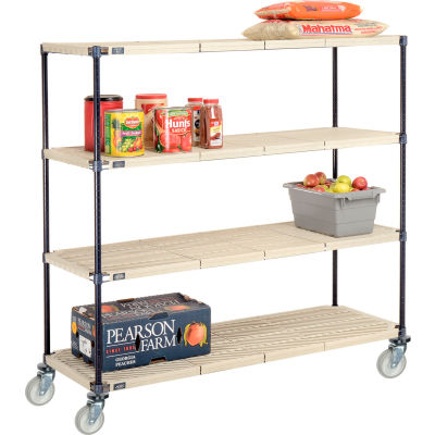 Nexelite® Vented Plastic Mat Shelf Truck, 60"L x 24"W x 60"H, Polyurethane Swivel Casters