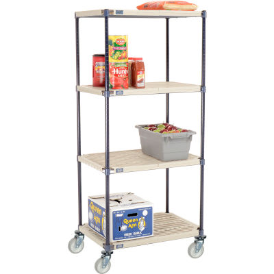 Nexelite® Vented Plastic Mat Shelf Truck, 30"L x 21"W x 69"H, Polyurethane Swivel Casters