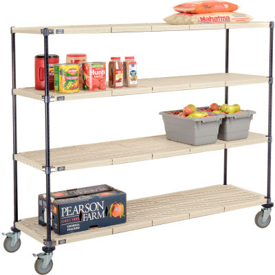 Nexelite® Vented Plastic Mat Shelf Truck, 72"L x 18"W x 60"H, Polyurethane Brake Casters