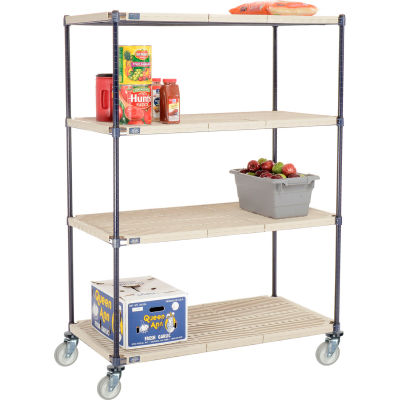 Nexelite® Vented Plastic Mat Shelf Truck, 48"L x 24"W x 69"H, Polyurethane Swivel Casters