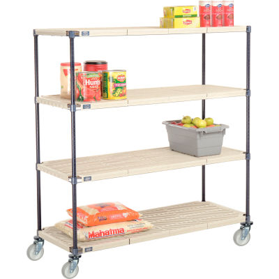 Nexelite® Vented Plastic Mat Shelf Truck, 54"L x 18"W x 60"H, Polyurethane Swivel Casters
