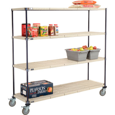 Nexelite® Vented Plastic Mat Shelf Truck, 72"L x 21"W x 69"H, Polyurethane Brake Casters