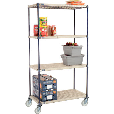 Nexelite® Vented Plastic Mat Shelf Truck, 42"L x 21"W x 80"H, Polyurethane Swivel Casters