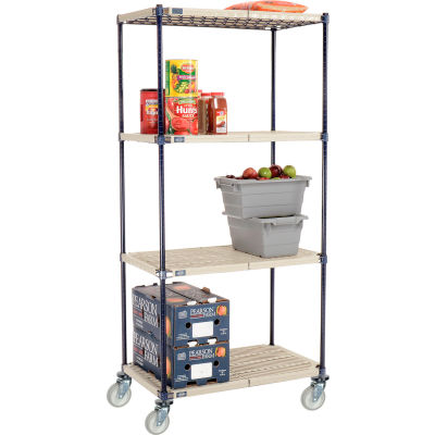 Nexelite® Vented Plastic Mat Shelf Truck, 36"L x 24"W x 60"H, Polyurethane Swivel Casters
