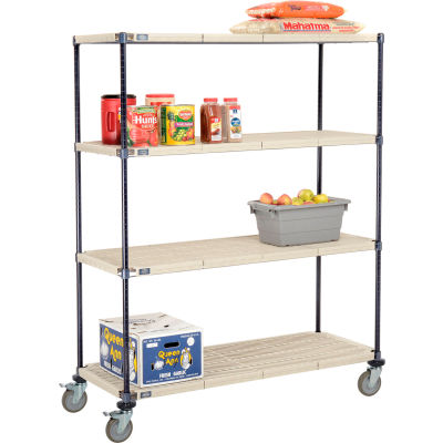 Nexelite® Vented Plastic Mat Shelf Truck, 54"L x 18"W x 69"H, Polyurethane Brake Casters