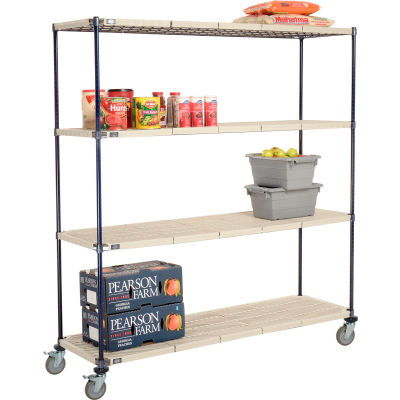 Nexelite® Vented Plastic Mat Shelf Truck, 72"L x 18"W x 80"H, Polyurethane Brake Casters