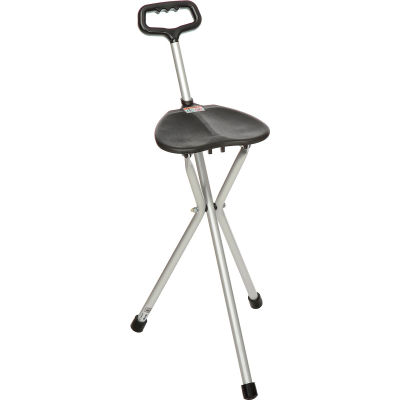 Drive Medical 10365 Deluxe Folding Lightweight Cane Seat, Silver with Black