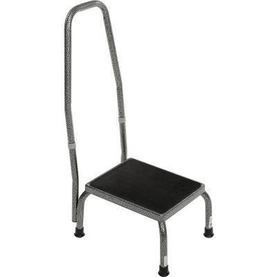 Drive Medical Step Stool with Handrail - Non-Skid Rubber Footstool Platform 13031-1SV