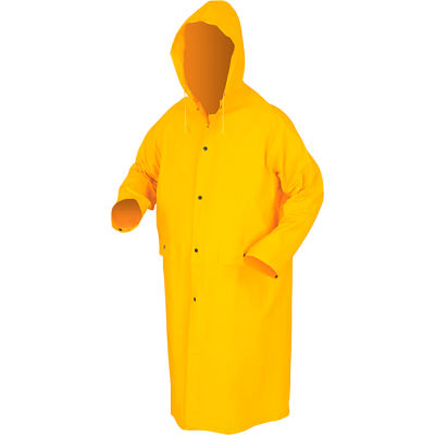 MCR Safety 200CM Classic Rain Coat, Medium, .35mm, PVC/Polyester, Detachable Hood, Yellow