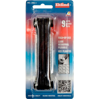 Eklind 20911 5/64-1/4" 9Pc. Ball End Fold Up SAE Hex Key Set