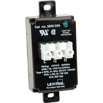 Leviton 3800-DIN DIN-Rail Mount Equipment Cabinet Surge Protection Device