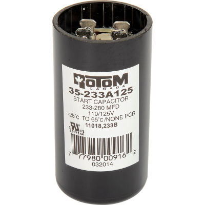 Rotom 233B, 233-280MFD, 110/125V, Start Capacitor, Round