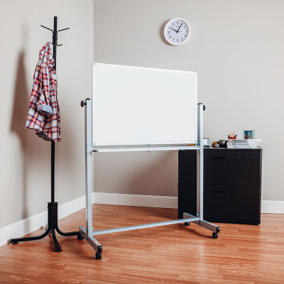 Global Industrial™ Mobile Reversible Magnetic Whiteboard - 36"W X 24"H - Steel - SIlver Frame