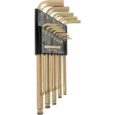 Bondhus 37937 Set 13 GoldGuard Plated Balldriver L-wrenches .050"-3/8"