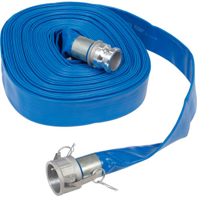 Apache 98138053 2" x 100' PVC Lay Flat Discharge Hose w/C x E Aluminum Cam & Groove Fittings
