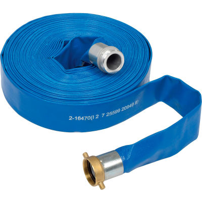 Apache 98138054 2" x 100' PVC Lay Flat Discharge Hose w/ M x F Aluminum Short Shanks