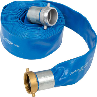 Apache 98138065 3" x 50' PVC Lay Flat Discharge Hose w/ M x F Aluminum Short Shanks