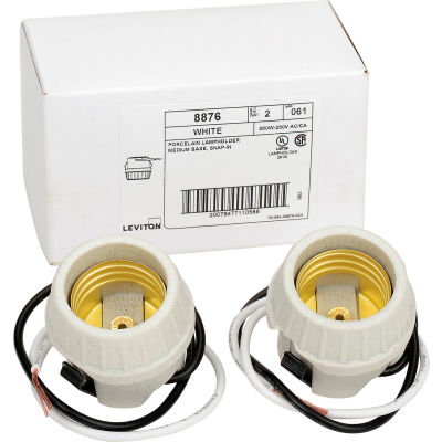 Leviton 8876 Incandescent Lampholder, Porcelain, Medium Base