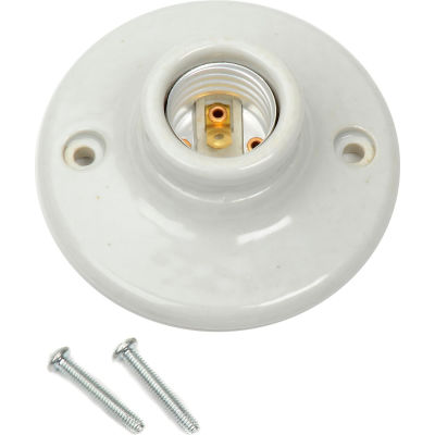 Leviton 9874 Medium Base One-Piece Glazed Porcelain Outlet Box Mount Incandescent Lampholder