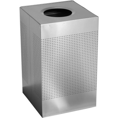 Rubbermaid® Silhouette SC18E Square Open Top Receptacle w/Liner, 20 Gallon - Silver Metallic