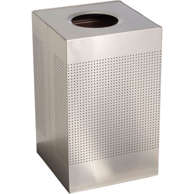 Rubbermaid® Silhouette SC18 Square Open Top Receptacle w/Liner, 29 Gallon - Stainless Steel