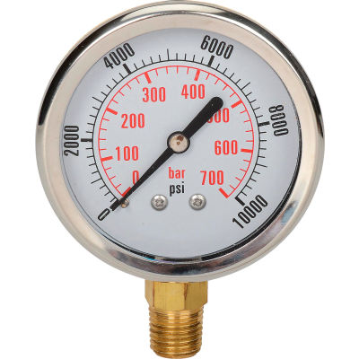 Dynamic 2 1/2 " Fluid Glycerine Filled Pressure Gauge Stem 10000 PSI