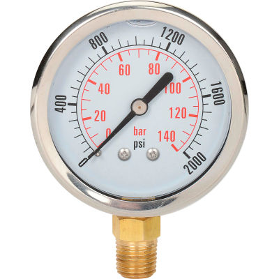 Dynamic 2 1/2 " Fluid Glycerine Filled Pressure Gage Stem 2000 PSI