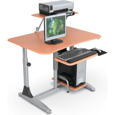 Balt® 82493 Ergo E. Eazy Workstation, 29"- 39"H x 41"W x 29"D, Teak