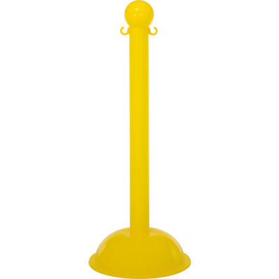 Mr. Chain 99902 Heavy Duty Plastic Stanchion, 3", Yellow W/ C-Hooks- 3" Pole, 16" Base, 41" Height