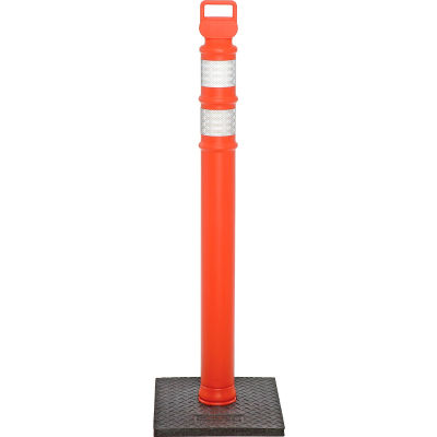 45" Orange Ez Grab Delineator Post, Flared With 10lb Base
