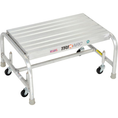 1 Step Mobile Aluminum Step Stand w/ Solid Ribbed Top Step & 24"W Platform - WLAR001244