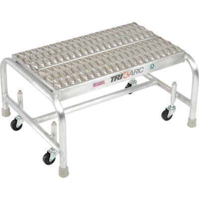 1 Step Mobile Aluminum Step Stand w/ Grip Strut Top Step & 24"W Platform - WLAR001245