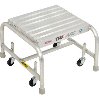 1 Step Mobile Aluminum Step Stand w/ Solid Ribbed Top Step & 16"W Platform - WLAR001164
